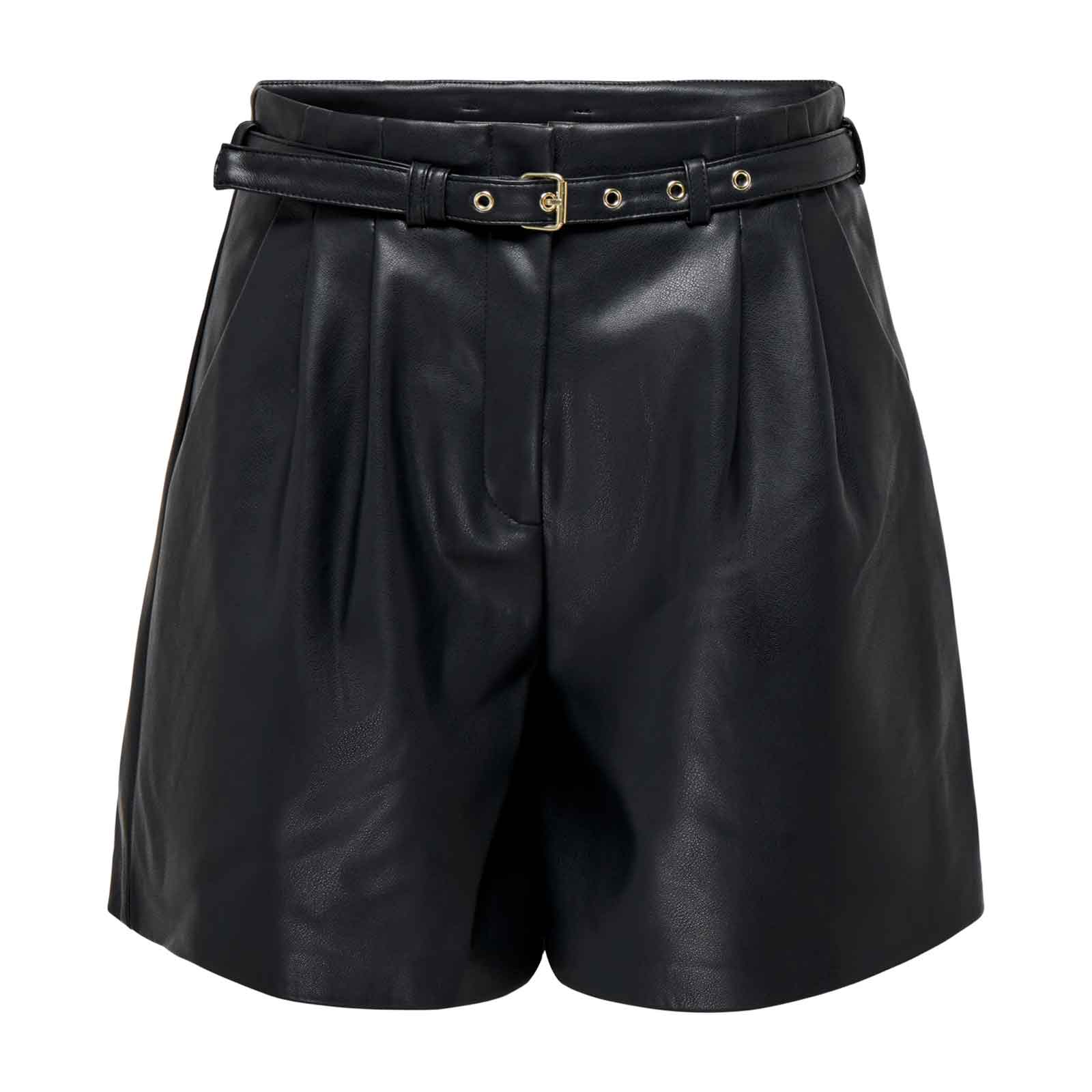 Mid Waist Regular Fit Synthetic Leather Shorts For Women's