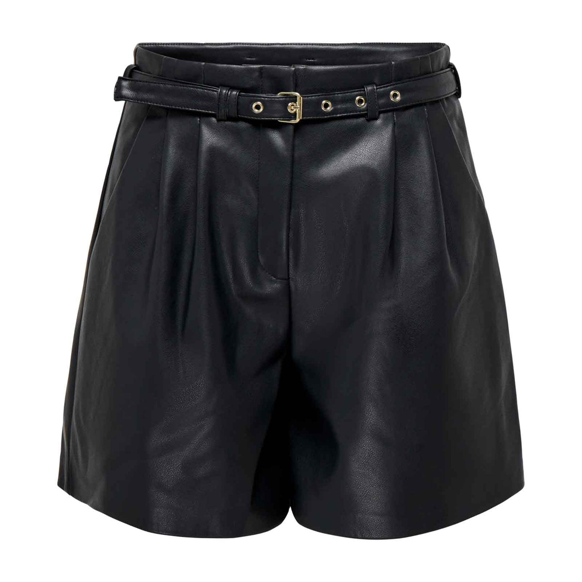 Mid Waist Regular Fit Synthetic Leather Shorts For Women's