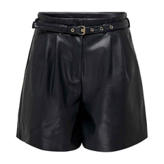 Mid Waist Regular Fit Synthetic Leather Shorts For Women's