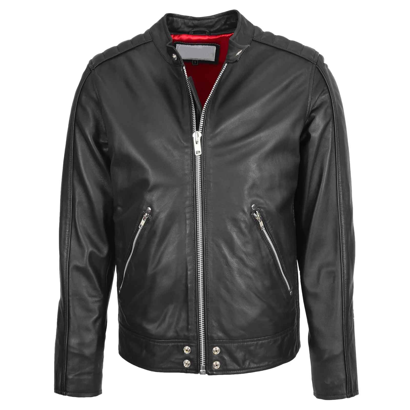 Regals Leather Men’s Casual Biker Jacket – Andy Black Premium Leather
