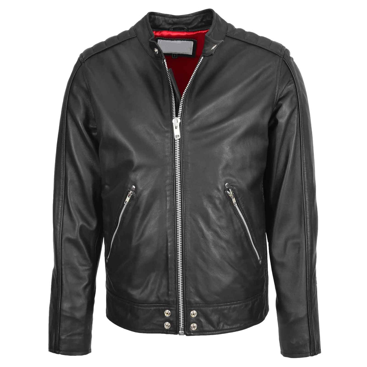 Regals Leather Men’s Casual Biker Jacket – Andy Black Premium Leather