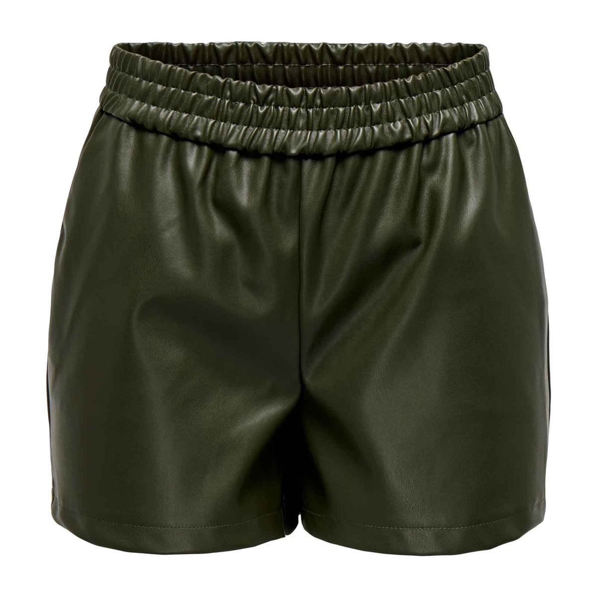 Mid Waist Regular Fit Synthetic Leather Shorts