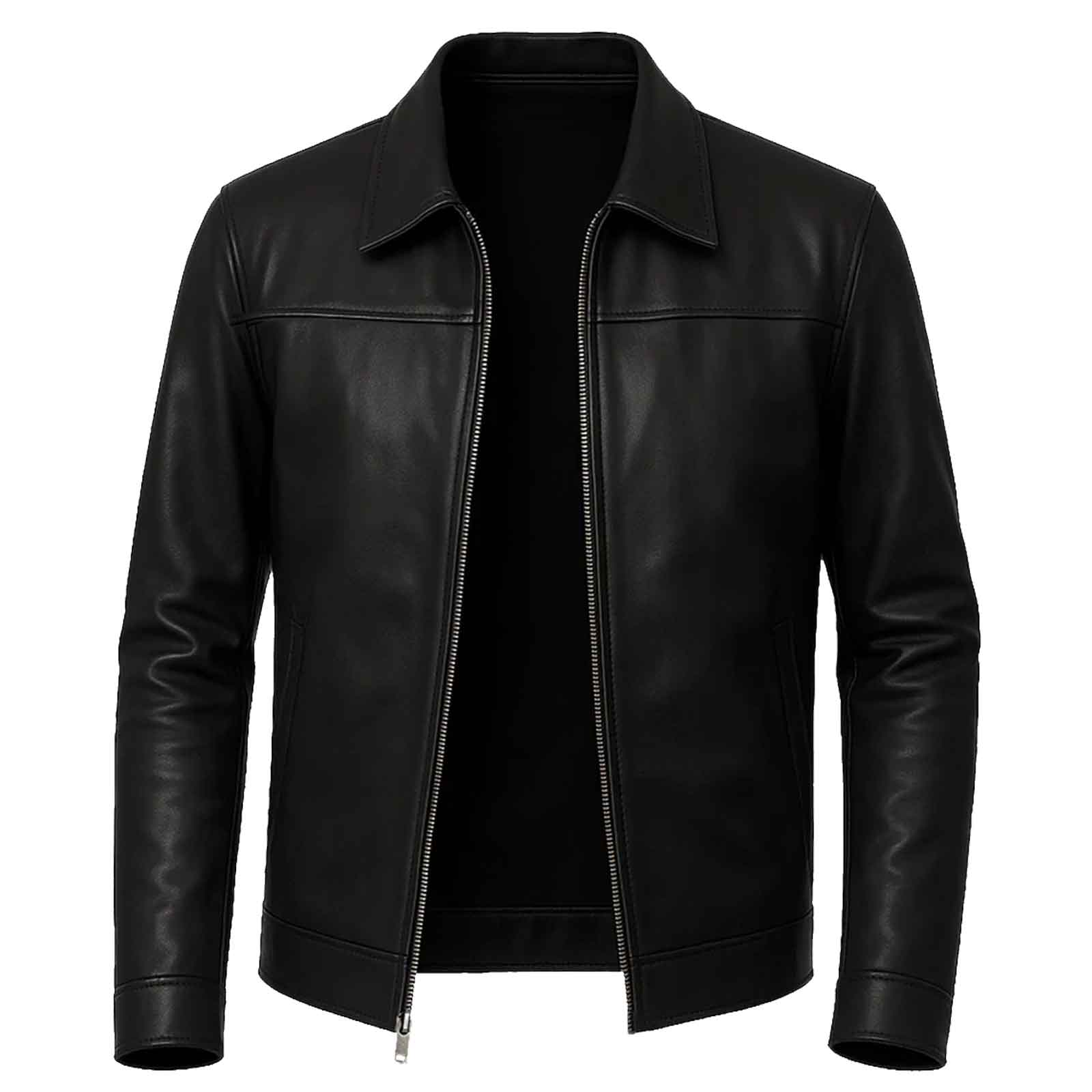 Regals Leather Mark Men's Harrington Black Lambskin Leather Jacket