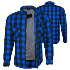 Exo Protective Kevlar® Motorcycle Flannel Blue/Black – CE Approved Riding Shirt