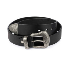 Cowboy Belts Men's - Thick Leather Belt With Silver Buckle Belts 1.5 Inch
