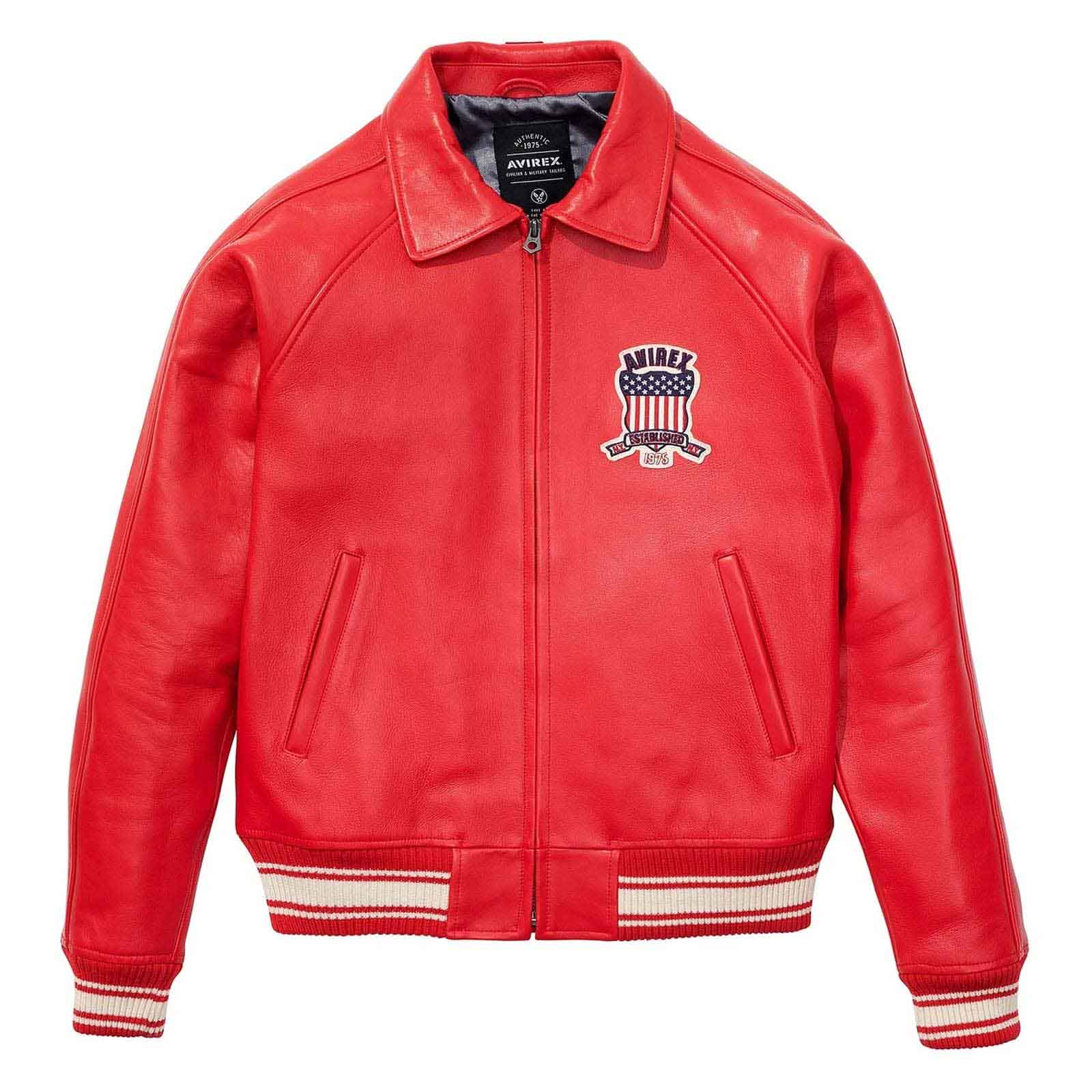 Handcrafted Men’s Avirex Leather Jacket Red Leather Bomber Jacket Iconic Style