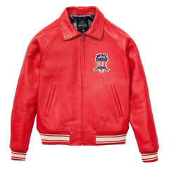 Handcrafted Men’s Avirex Leather Jacket Red Leather Bomber Jacket Iconic Style