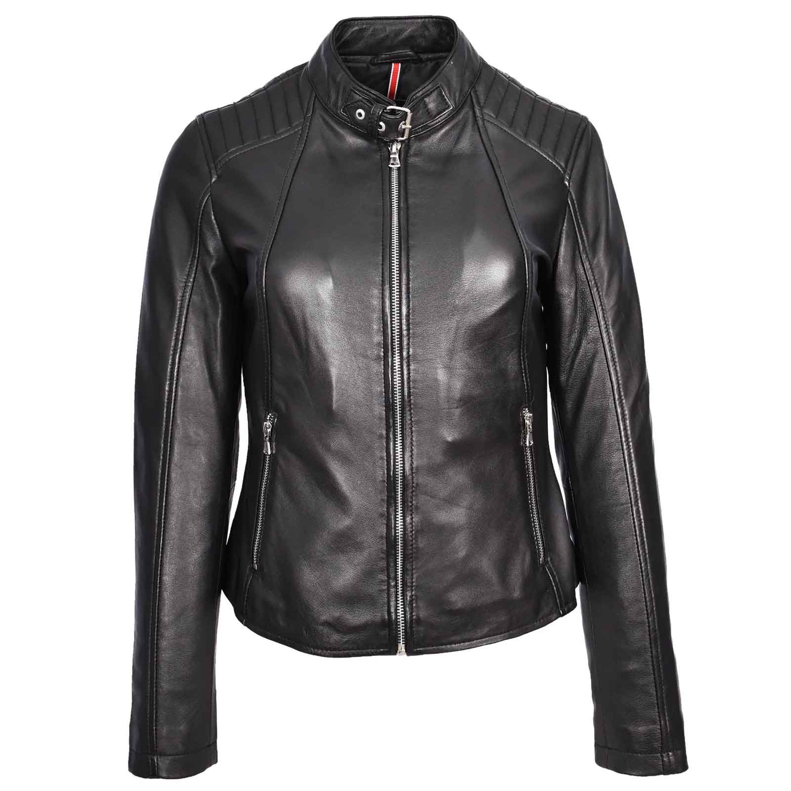 Stylish Sophia Black Women’s Genuine Leather Biker Jacket – Regals Leather