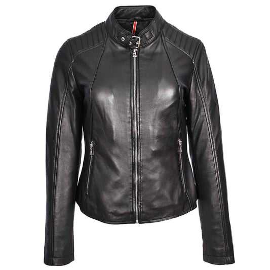 Stylish Sophia Black Women’s Genuine Leather Biker Jacket – Regals Leather