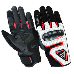Guantes de moto de piel de cabra FISA FX3 Blancos/Rojos