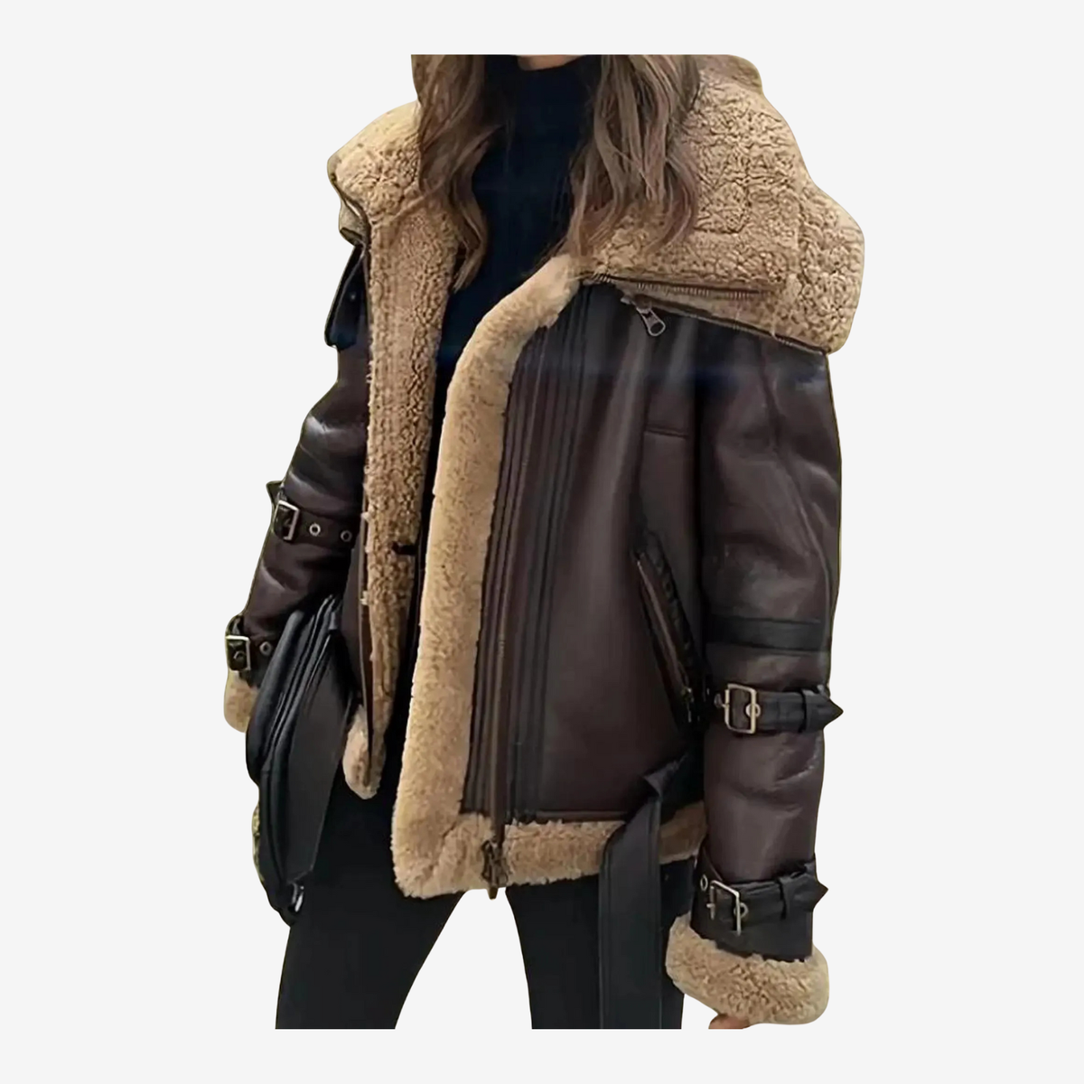 Women’s Sheepskin B3 Bomber Jacket | RAF Aviator Pilot Flying Coat | Brown Shearling Leather Jacket