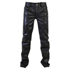 Men's Leather Pants | Black Leather Pants Men 5 Pocket Motor Cycle Black Men's Pant