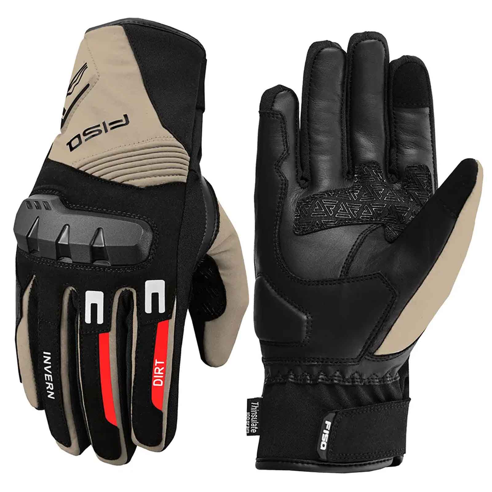 Guantes de invierno FISA Dirt Camel – Guantes de motocicleta impermeables con aislamiento para clima frío