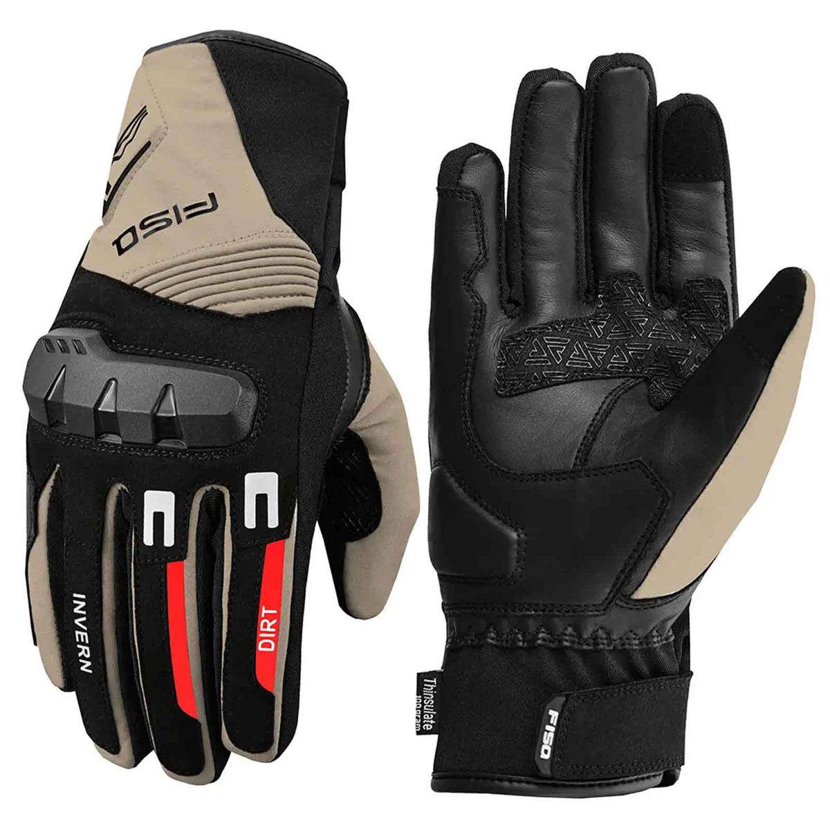 Guantes de invierno FISA Dirt Camel – Guantes de motocicleta impermeables con aislamiento para clima frío