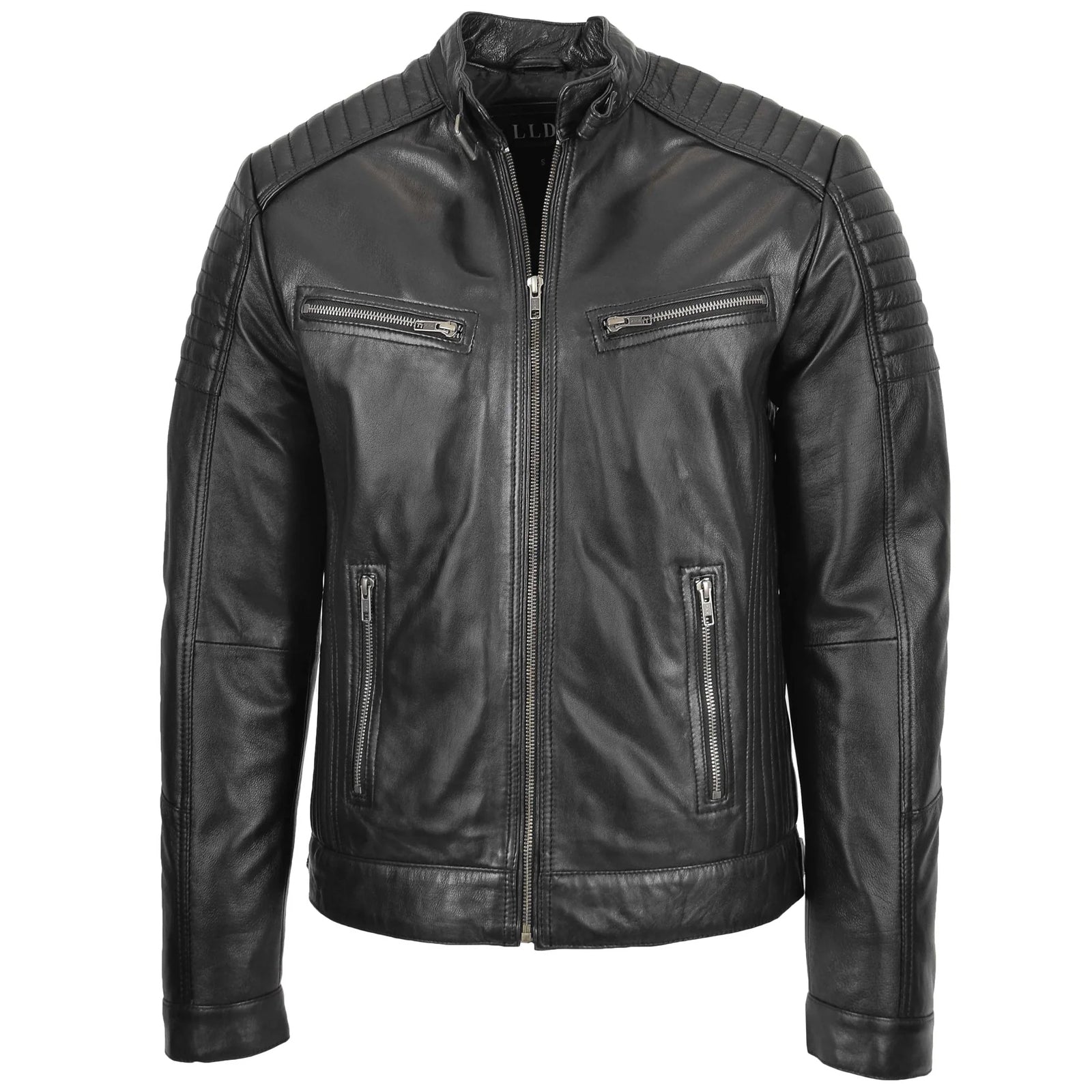 Ron Cafe Racer Comfortable Men's Leather Café Racer Biker Jacket Ron Black – Regals ...