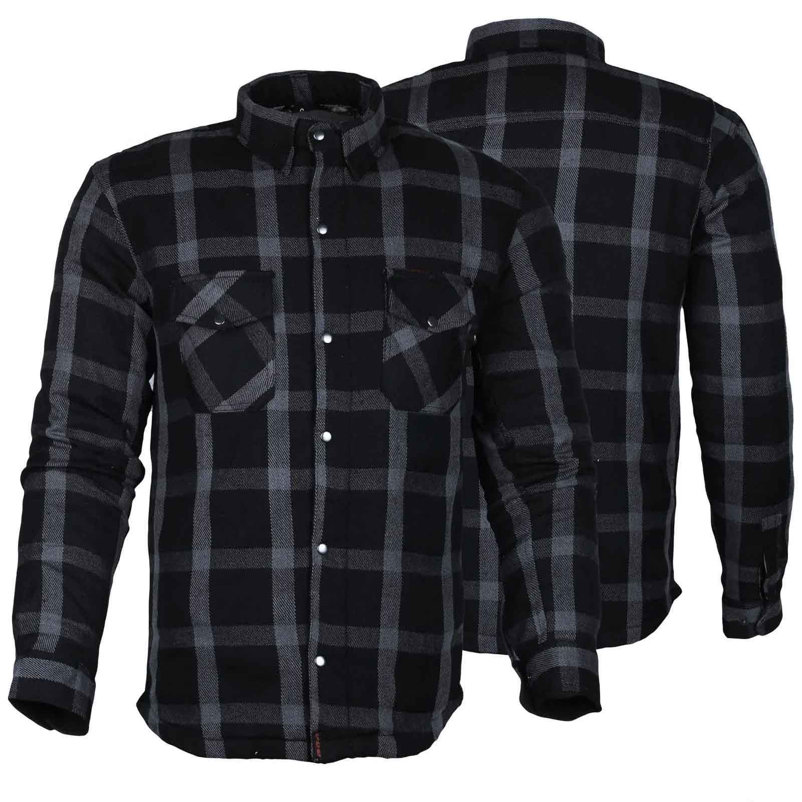 Exo Protective Motorcycle Flannel Shirt Grey/Black – DuPont™ Kevlar® Lined | Regals Leather