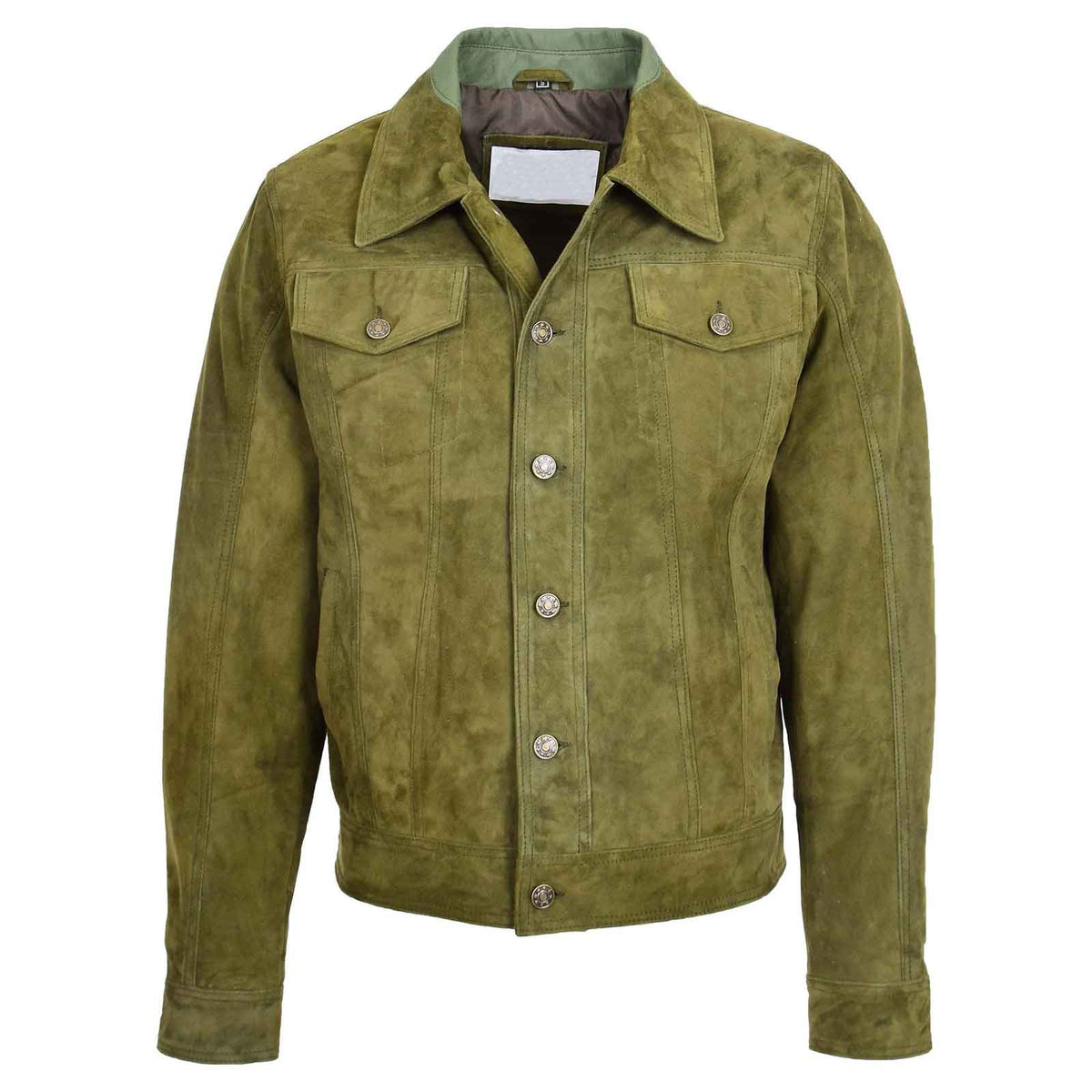 Men’s Real Suede Trucker Harrington Jacket – Daryl Green Goat Suede Classic