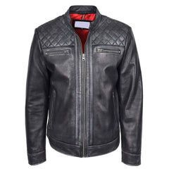 Men’s Real Leather Biker Jacket – Black Cafe Racer Style | Regals Leather