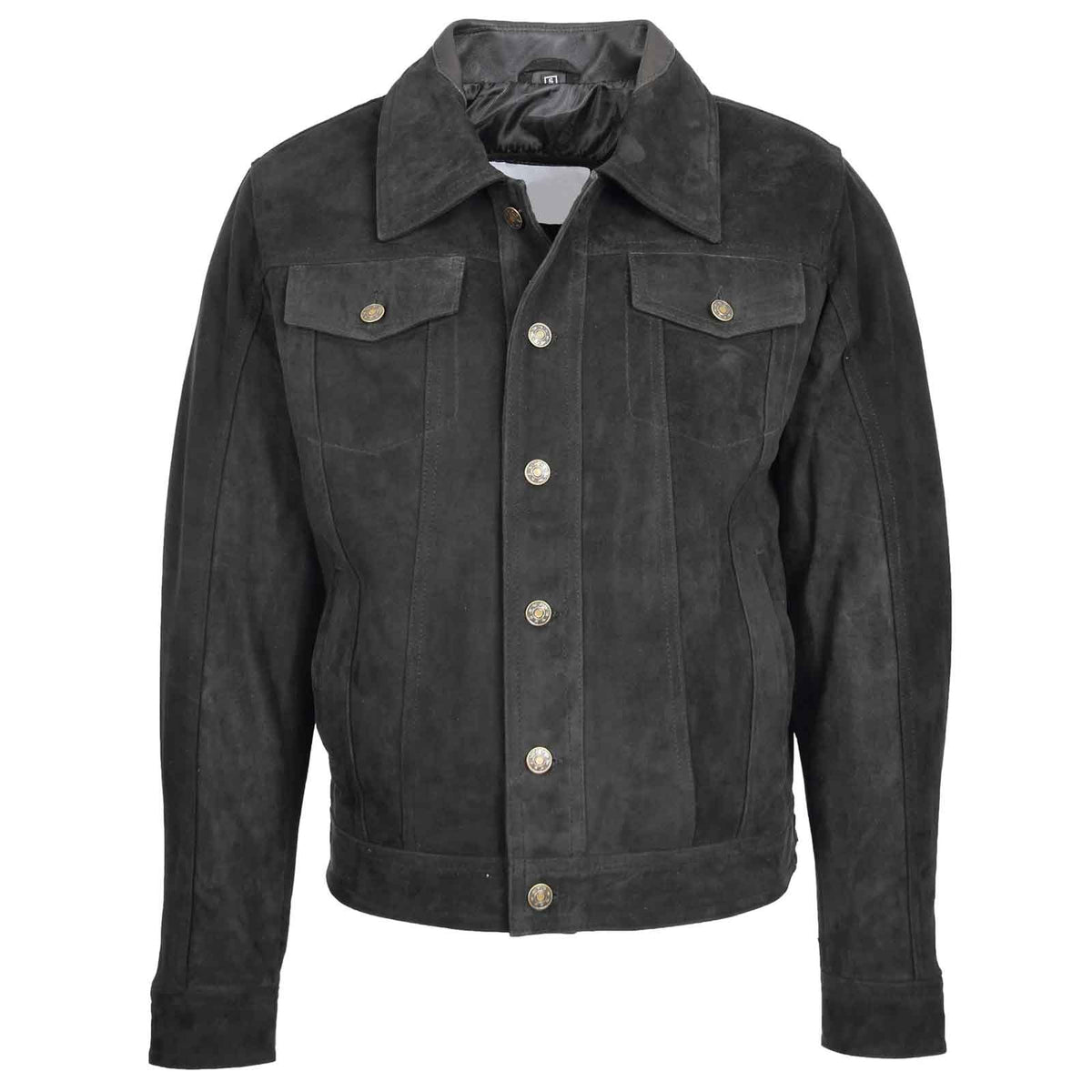 Men’s Real Suede Trucker Harrington Jacket – Daryl Black Leather Jacket
