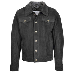 Men’s Real Suede Trucker Harrington Jacket – Daryl Black Leather Jacket