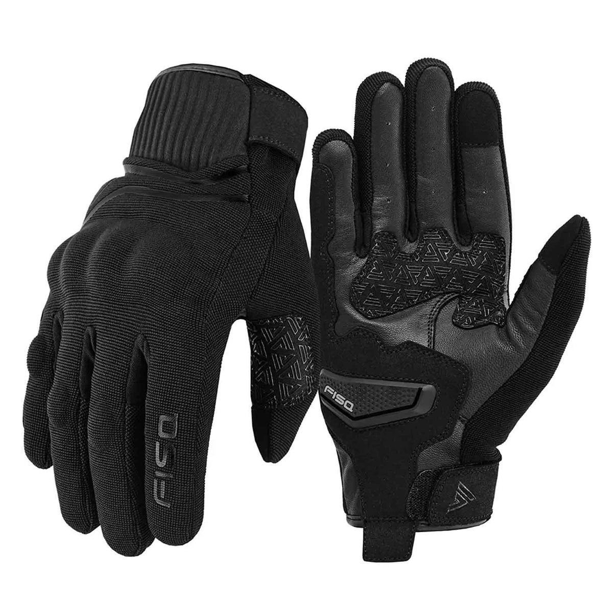 FISA Sandro Guantes de Verano para Hombre Negros – Guantes de Moto de Cuero Transpirable
