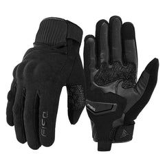 FISA Sandro Guantes de Verano para Hombre Negros – Guantes de Moto de Cuero Transpirable
