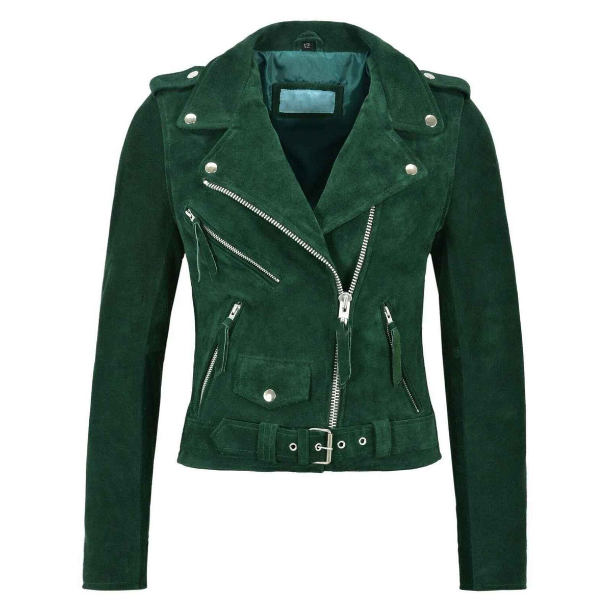 Regals Leather Classic New Women's Suede Leather Jacket Soft Sheepskin Moto Biker Jacket
