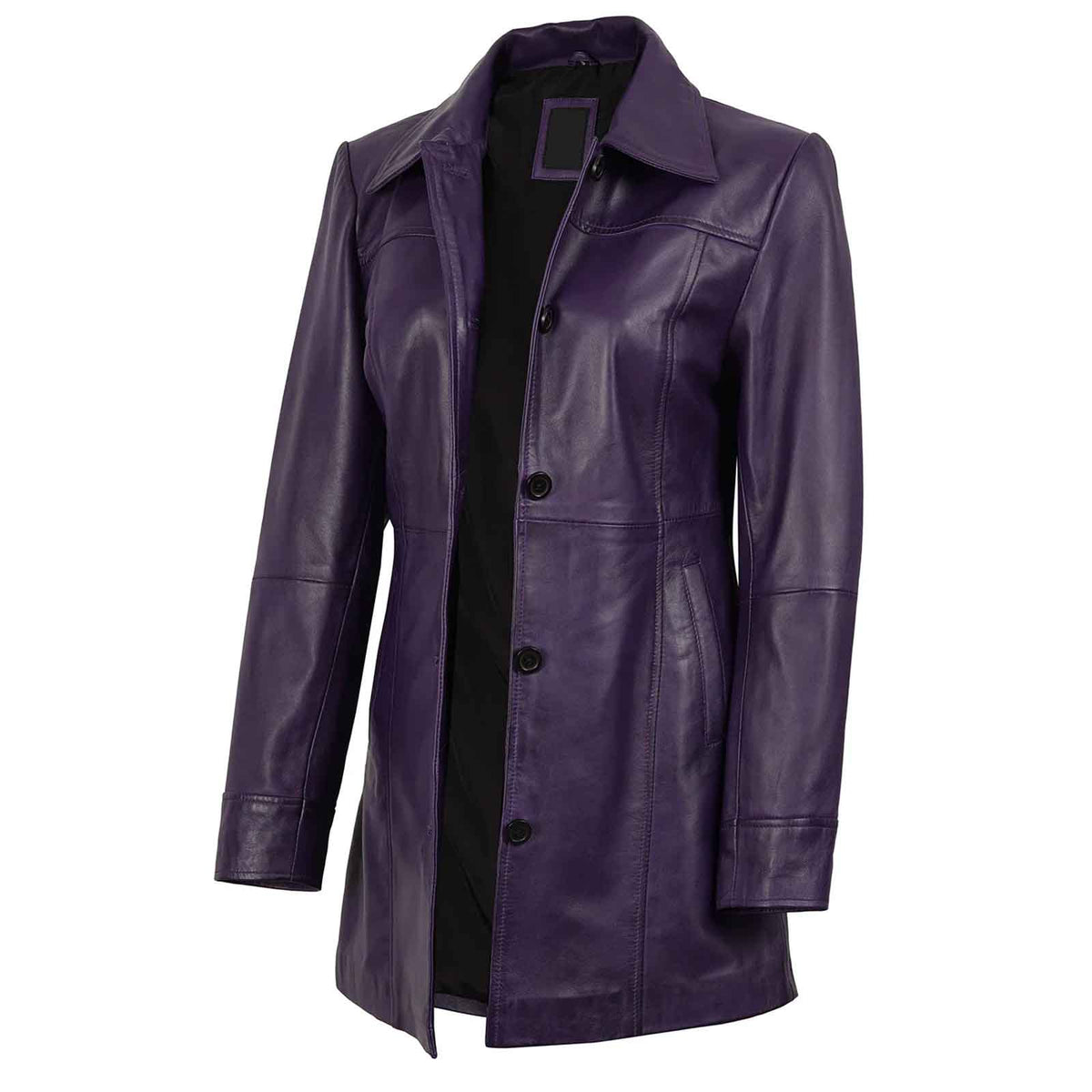 Regals Leather Vintage Kandis Women's Leather Purple 3/4 Length Car Coat