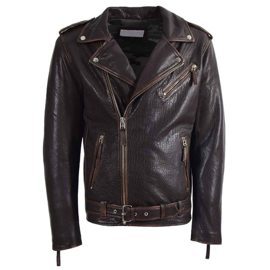 Men’s Real New Zealand Leather Biker Jacket – Brando Style Zip Nelson | Regals Leather