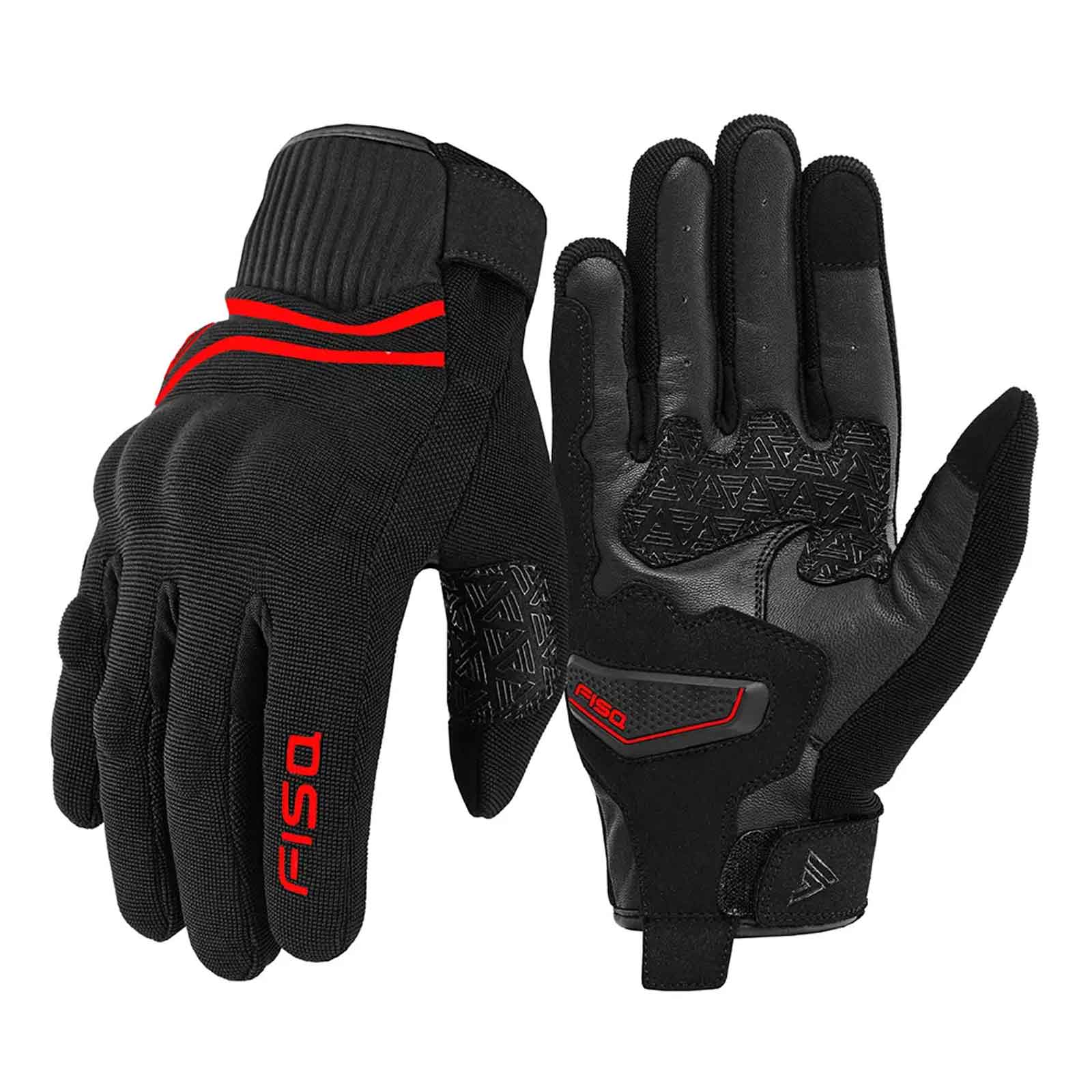 FISA Sandro Guantes de verano para hombre, rojos, guantes ligeros de piel transpirable para motociclista