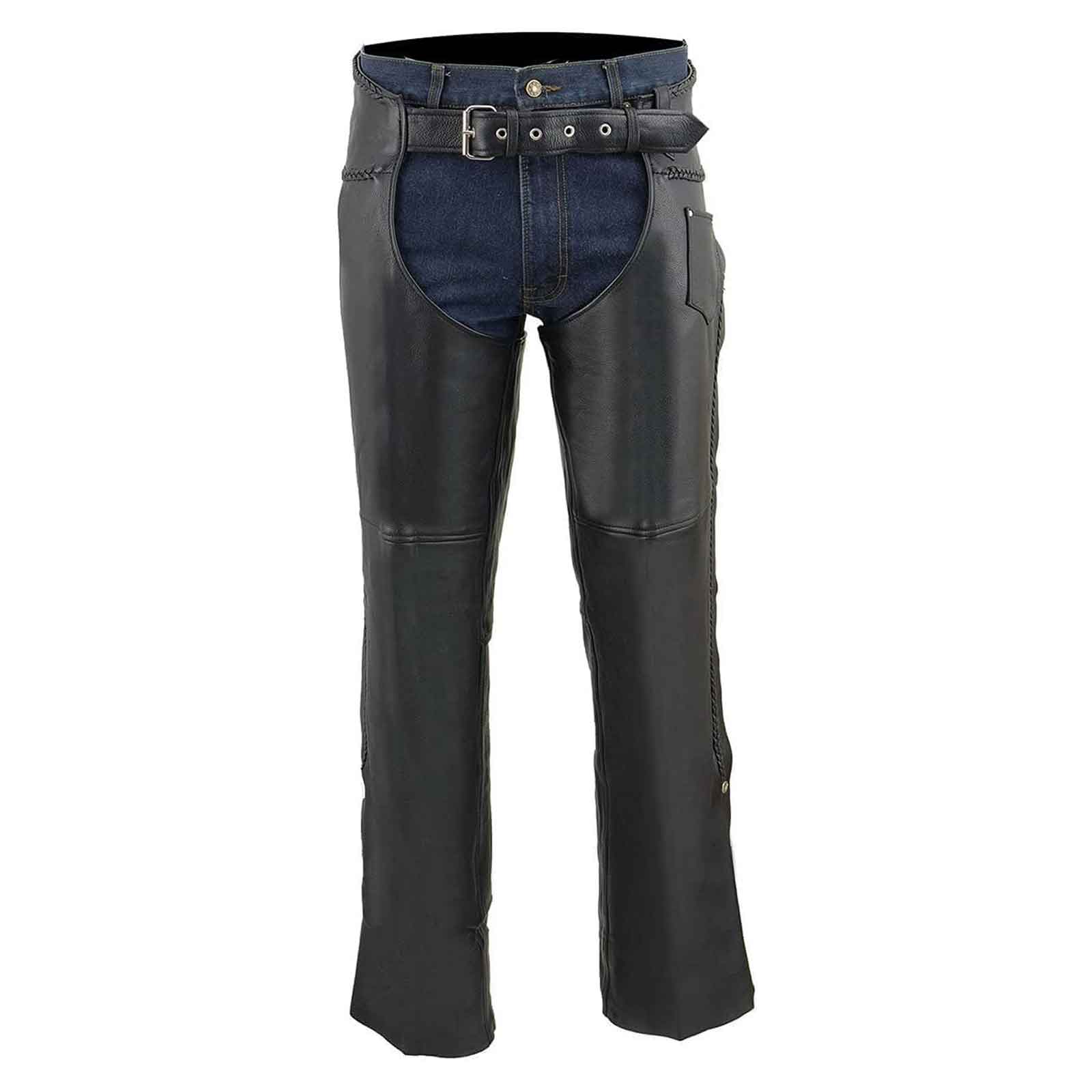 Men's Motorcycle Premium Multi pocket Leather Cowboy Biker Chaps Pants