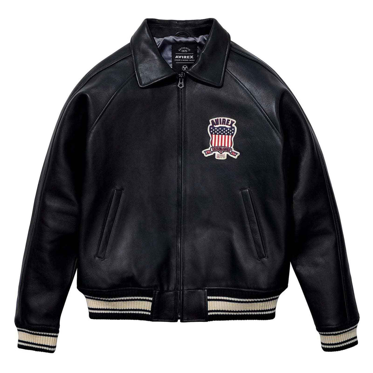 Best Seller Men’s Iconic Avirex Leather Jacket Black Leather Bomber Jacket Aviator Style