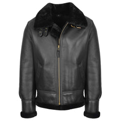 Men’s Classic B3 Original Sheepskin Jacket – Black Aviator Bomber Coat | Regals Leather