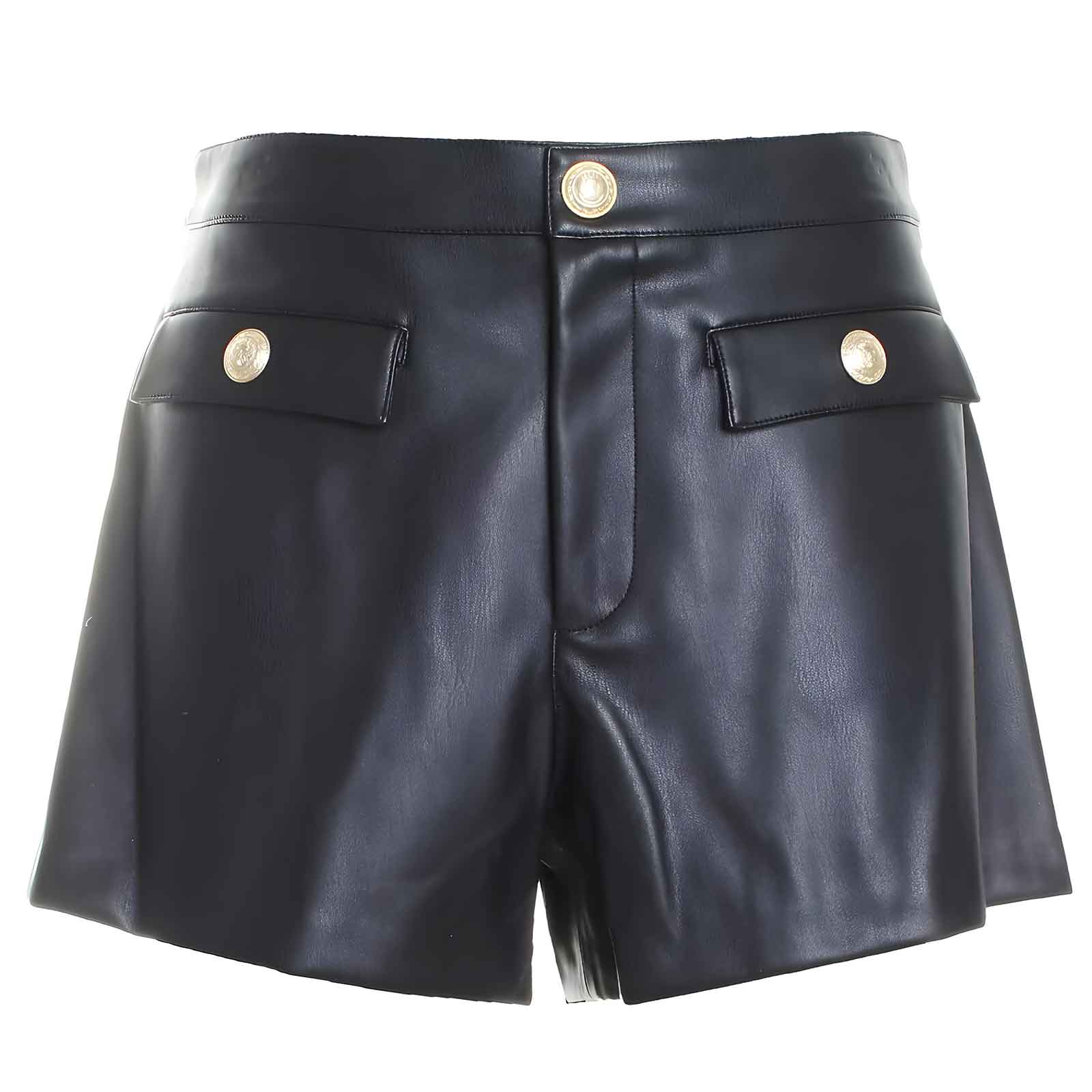 Faux Leather Short For Women's Gold-tone Metal Hardware