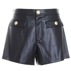 Faux Leather Short For Women's Gold-tone Metal Hardware