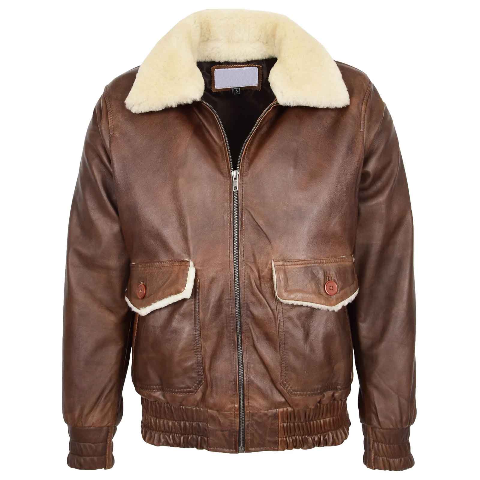 Men’s Leather Bomber Jacket G-1 Aviator Style – Cooper Brown Classic