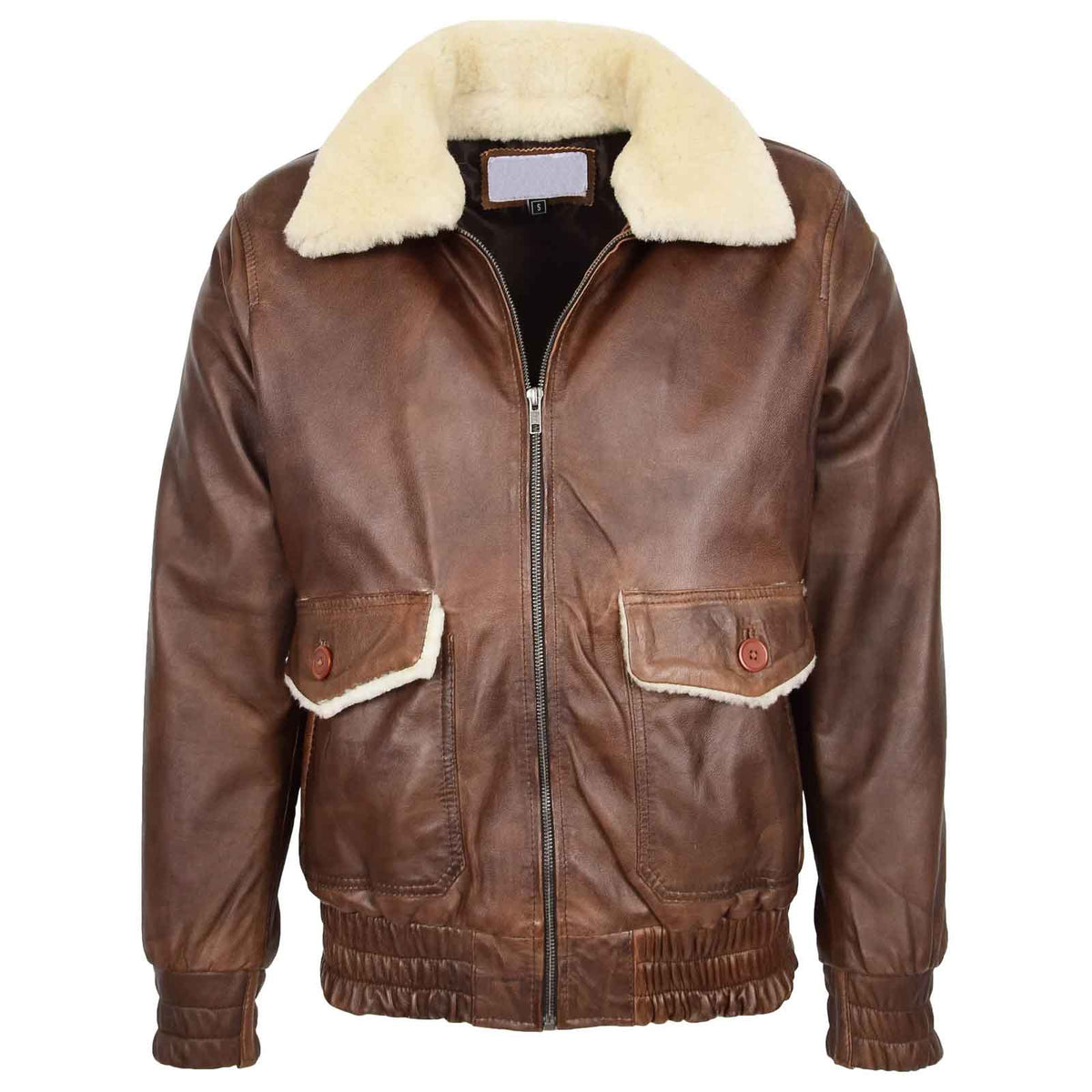 Men’s Leather Bomber Jacket G-1 Aviator Style – Cooper Brown Classic