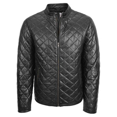 Men’s Quilted Anorak Leather Jacket in Black – Jeff Style Outdoor Fashion | Regals Leather
