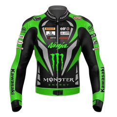 Chaqueta de Cuero de Moto Premium Hecha a Mano – Estilo Ninja Inspirado en Kawasaki para Hombre