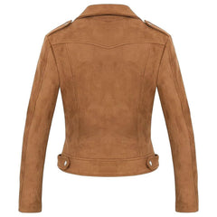 Women's Faux Suede Moto Biker Jacket – Stylish Casual Fashion Leather Look Coat by Regals Leather