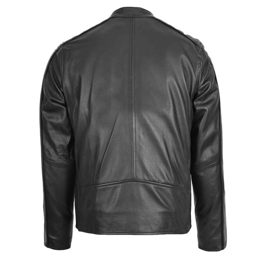 Regals Leather Men’s Casual Biker Jacket – Andy Black Premium Leather
