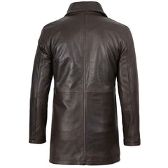 Handmade Vintage Men's Distressed Dark Brown Real Leather Car Coat | Regals Leather