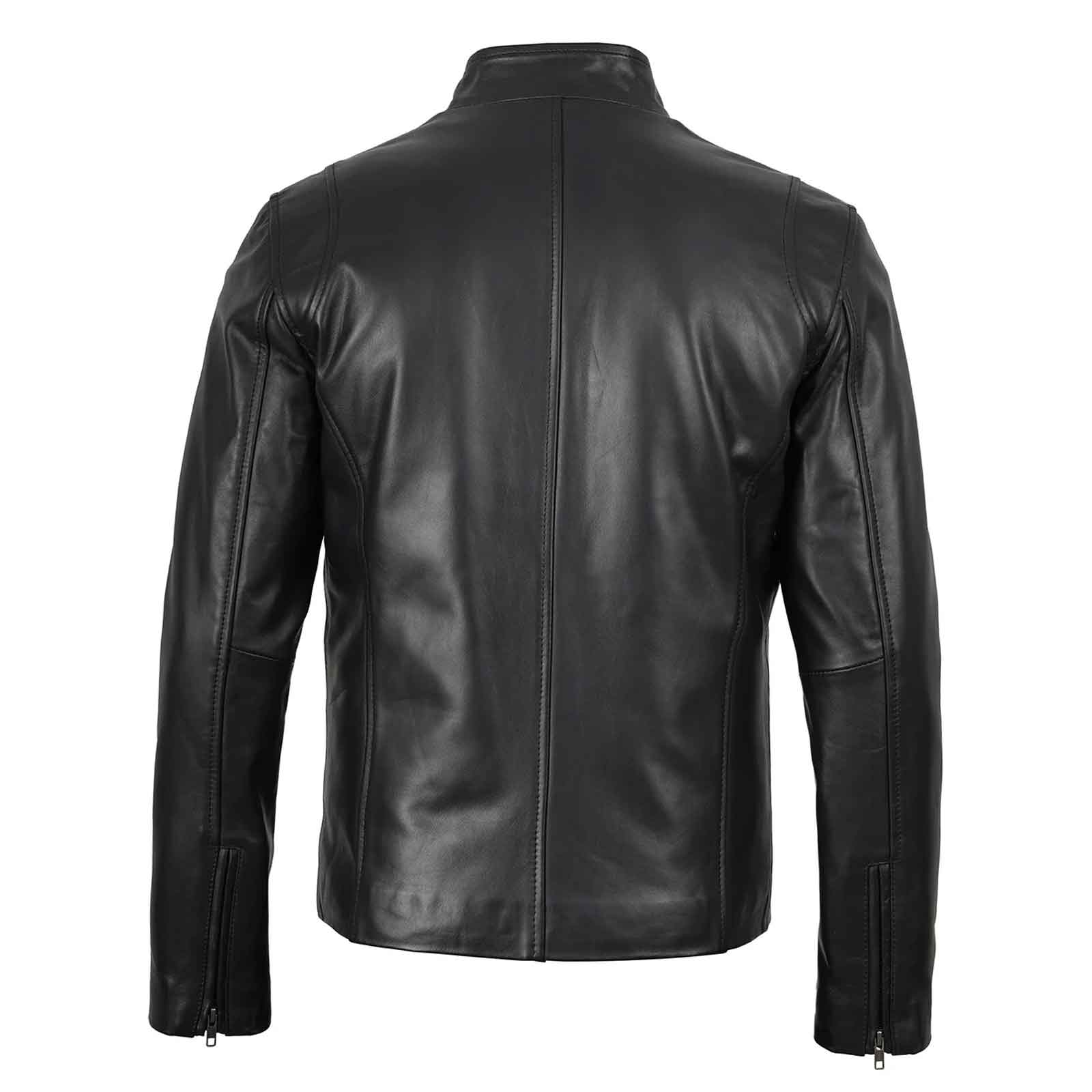 Regals Leather Men's Black Cafe Racer Real Leather Jacket