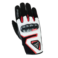 Guantes de moto de piel de cabra FISA FX3 Blancos/Rojos