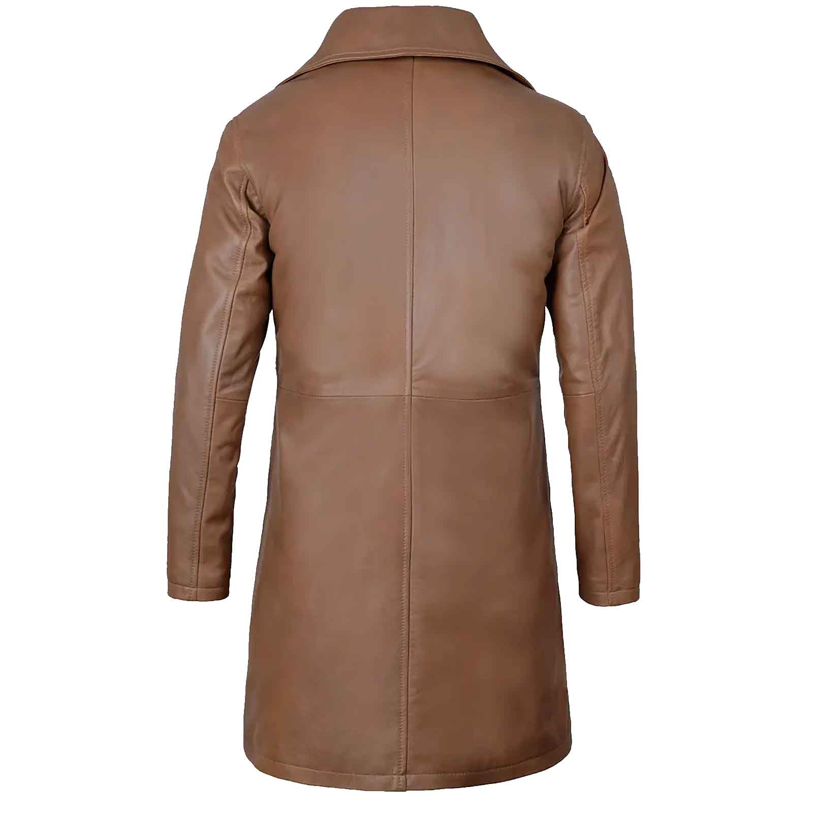 Regals Leather Men's 3/4 Length Brown Genuine Leather Car Coat