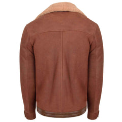 Men’s Sheepskin Aviator Jacket – Dustin Brown Ginger Cross Zip Biker Style | Regals Leather
