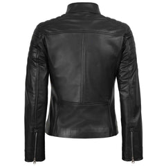 Vintage Women's Black Cafe Racer Lambskin Leather Jacket | Regals Leather