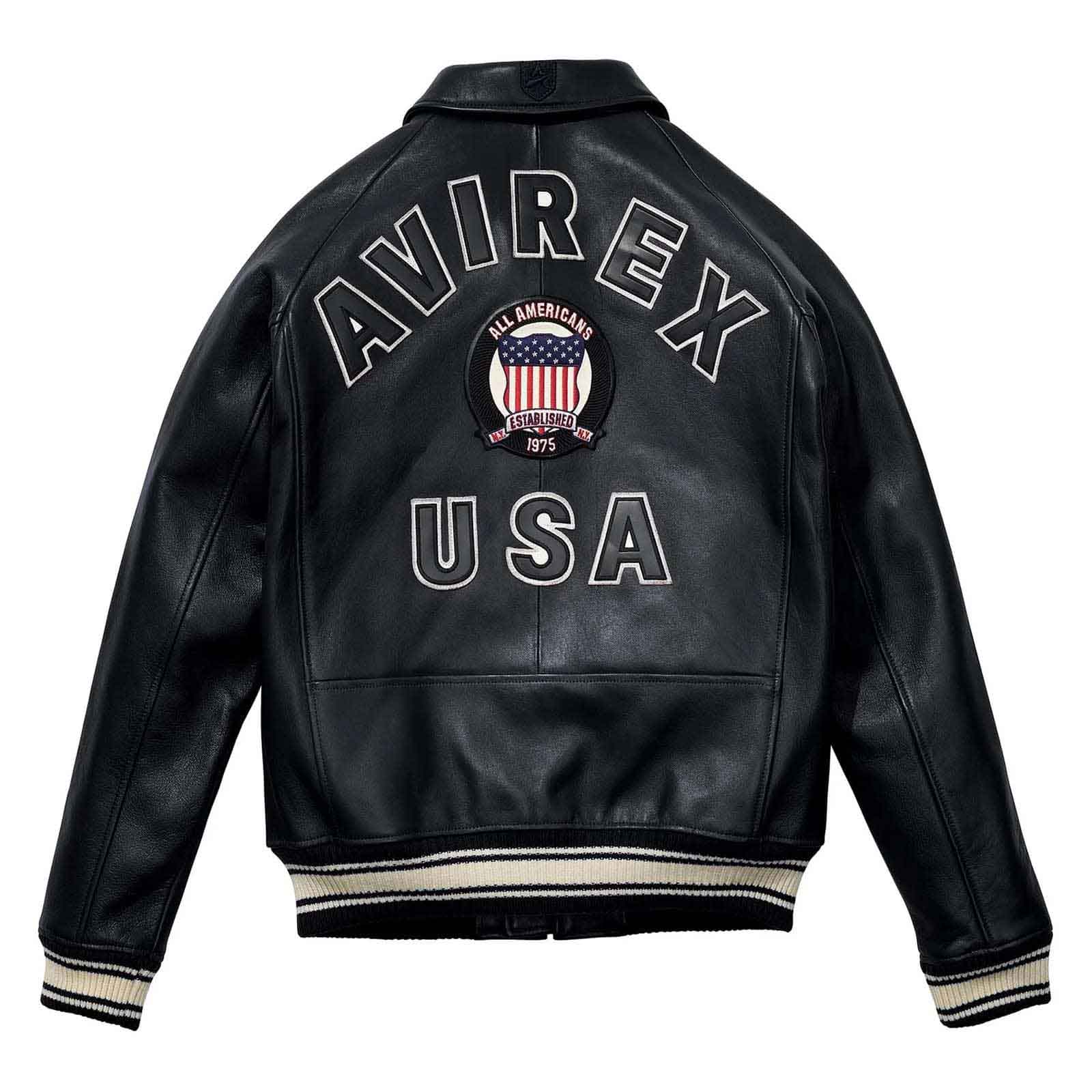 Best Seller Men’s Iconic Avirex Leather Jacket Black Leather Bomber Jacket Aviator Style