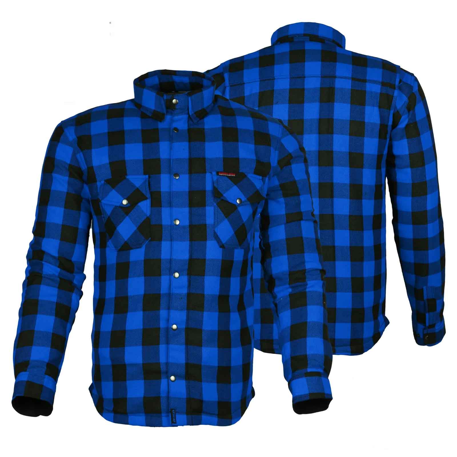 Exo Protective Kevlar® Motorcycle Flannel Blue/Black – CE Approved Riding Shirt