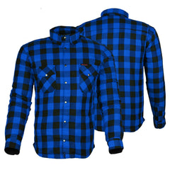 Exo Protective Kevlar® Motorcycle Flannel Blue/Black – CE Approved Riding Shirt